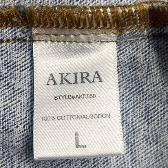 AKIRA Women’s Blue and White Patchwork Denim Jacket LG Light Distressing RUGGED - Picture 4 of 12